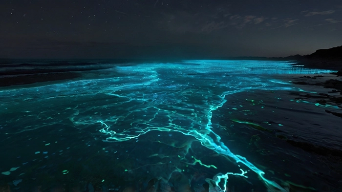 Bioluminescence in beaches