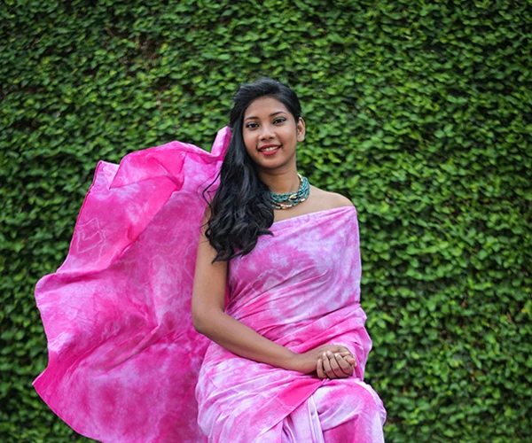 The Story of A Pink Lotus: Tie and dye Saree Design