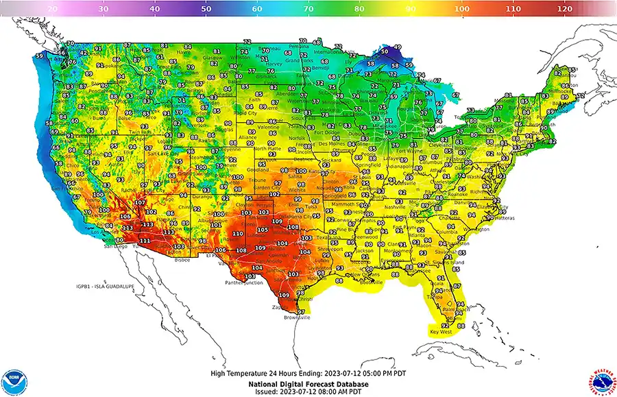 Heatwave map for next week